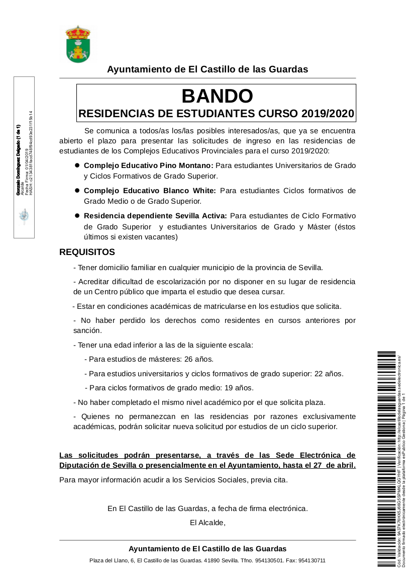 20190401_Bando Residencias Estudiantes. Curso 2019_2020