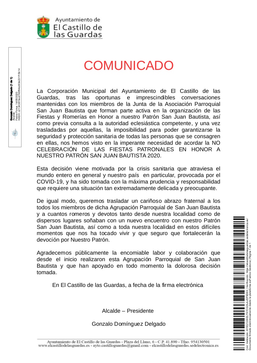 20200513_Publicación_Anuncio_COMUNICADO DE NO CELEBRACION FIESTAS PATRONALES
