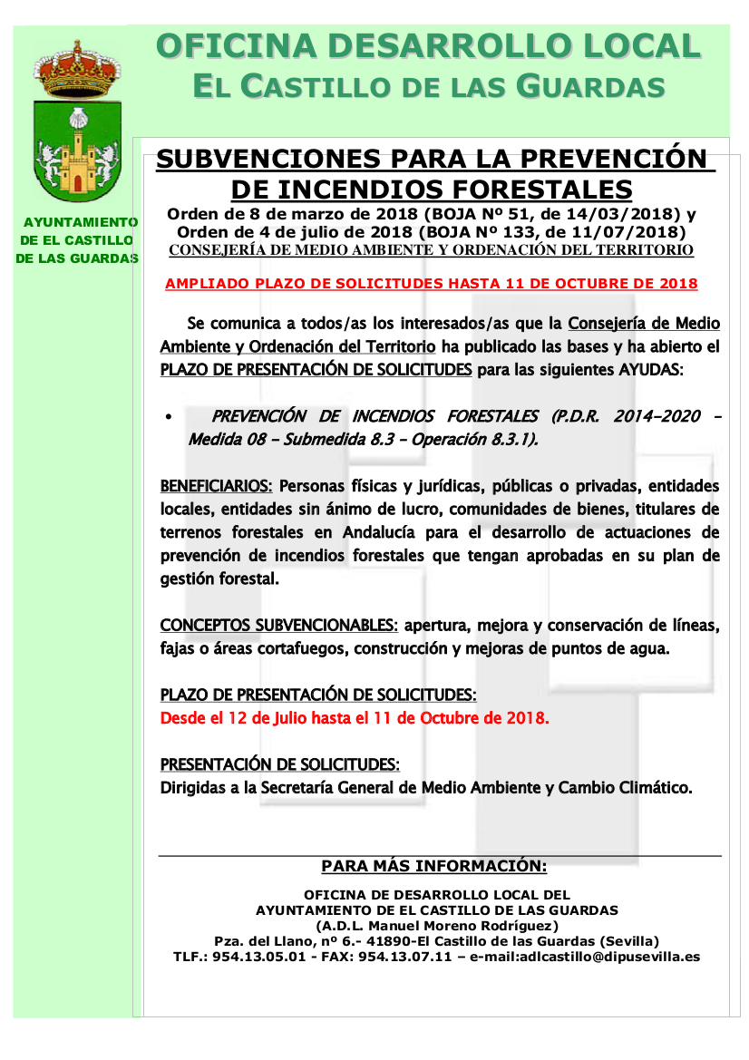 CARTEL AYUDAS PREVENCION INCENDIOS FORESTALES 2018 Ampliacion Plazo