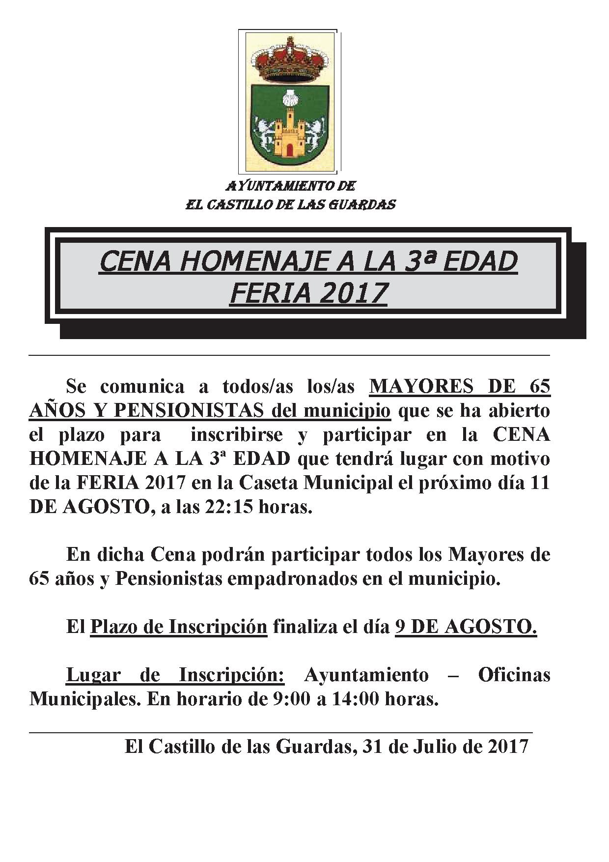 CARTEL CENA MAYORES FERIA 2017