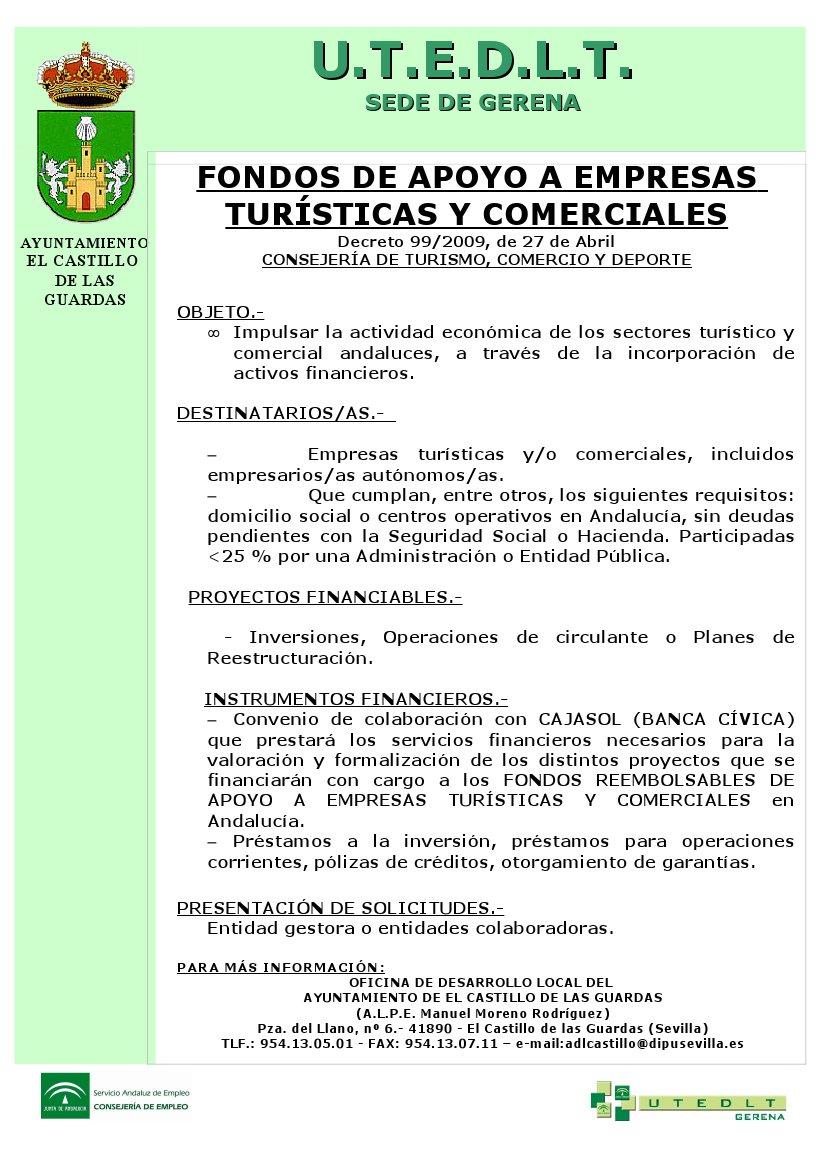 CARTEL FONDOS DE APOYO EMPRESAS TURISTICAS Y COMERCIALES