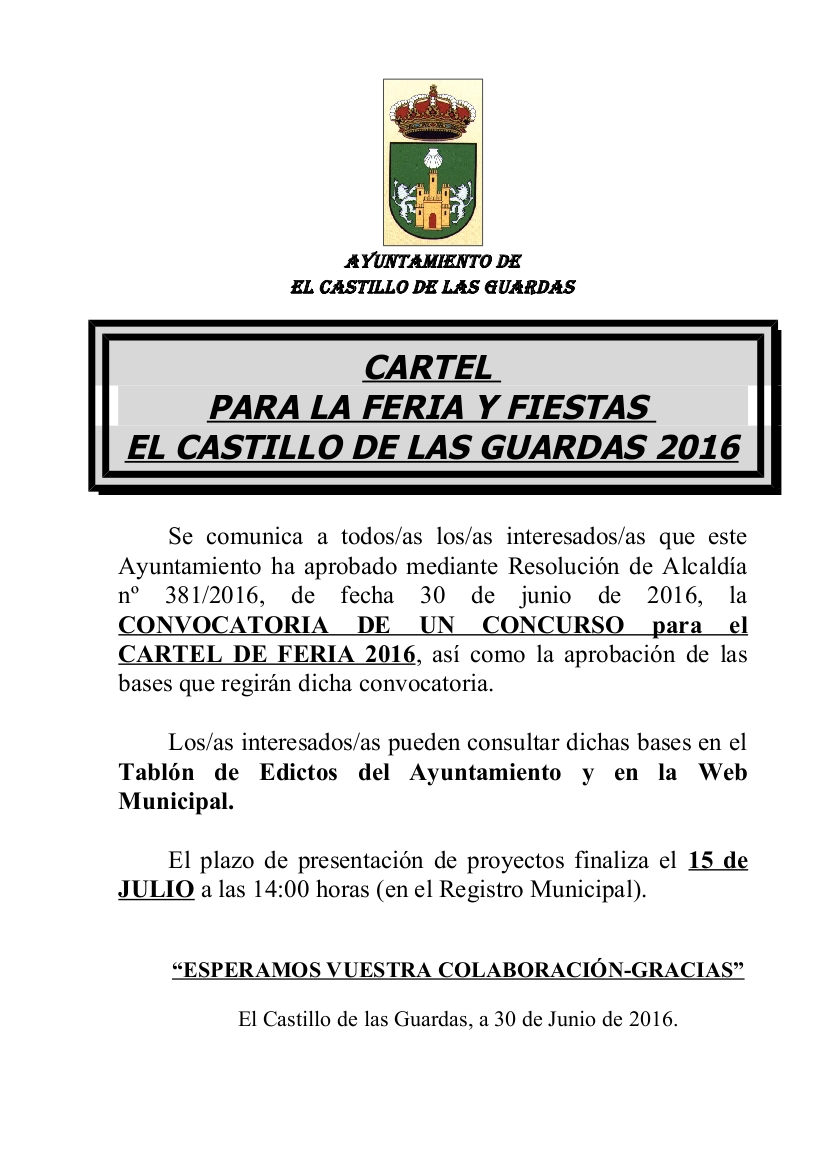 cartel convocatoria cartel Feria 2016